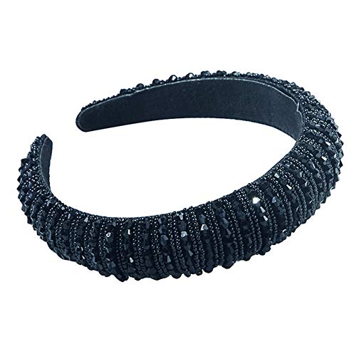 Asudaro Kristall Strass Gepolsterte Stirnbänder Frauen Bejeweled Wide Stirnbänder Haarschmuck Haarreif Kopf Warp Bling Haarbänder für Hochzeit Braut Jubiläumsfeier Blau von Asudaro