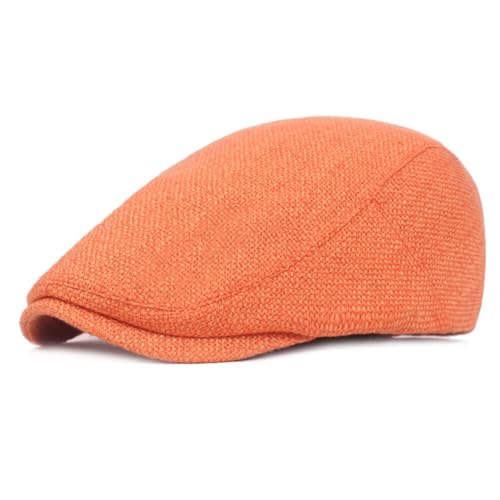 Asudaro Leinen Flatcap Herren Damen Sommermütze Schiebermütze Denim Barett Driving Cabbie Jagd Flatcap Schirmmütze Kappe Atmungsaktiv & hautsympathisch für Herren - Frühjahr/Sommer orange von Asudaro