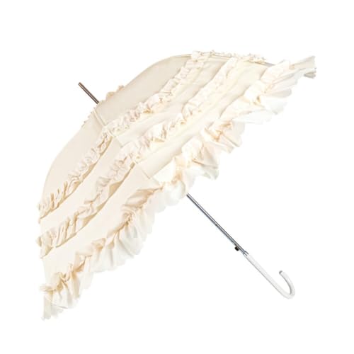 Asudaro Lolita Spitze Prinzessin Regenschirm Frauen Sunproof Sonnenschirm Spitze Blumen Pagode Regenschirm mit Rüschen Für Hochzeit Feier Fotografie Prop Regenschirm,58.5cm*8k Weiß von Asudaro