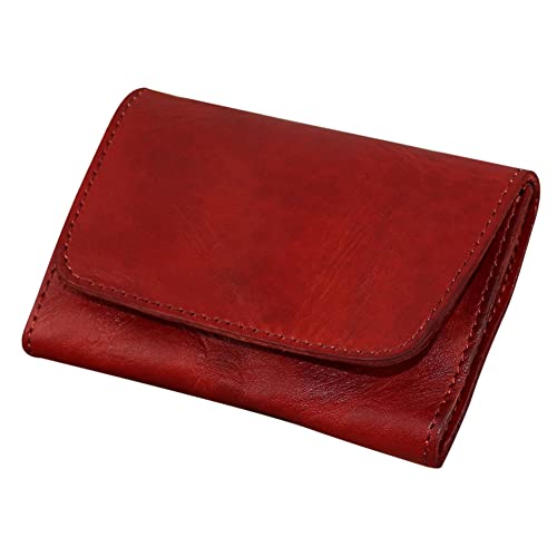 Asudaro Multifunktionale Geldbörse aus Leder, Kreditkartenetui Vintage Portemonnaie Geldbeutel mit Schnallenverschluss Herrenbrieftasche für Platzerlaubnis Identität Karten Rechnung Währung,Weinrot von Asudaro