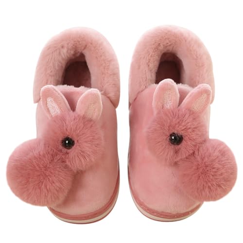Asudaro Plüsch Häschen Pantoffeln, Kinder Mädchen Weiche Warme und bequeme Herbst und Winter Schuhe niedliche Pelz Slippers Klassische Kaninchen-Form Hausschuhe Leder rot von Asudaro