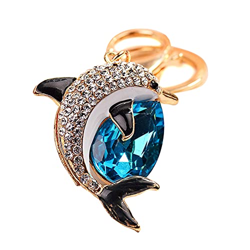 Asudaro Schlüsselanhänger Auto Strass, Niedlichen Delphin Strass Keychain Auto Schlüsselanhänger Handtasche Anhänger Dekoration Schlüsselbund Bling Glitzer Schlüsselring Charm Schlüsselhalter,Blau von Asudaro