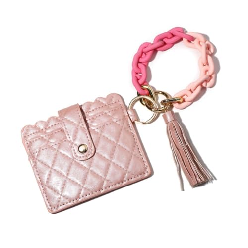 Asudaro Silikon Schlüsselanhänger Kartenhalter mit Macaron Farbe Acryl Schnalle Anhänger Multifunktionales Silikon Schlüsselring Armband Geldbörse Brieftasche Kreditkartenetui Schlüsselhalter Typ 3 von Asudaro