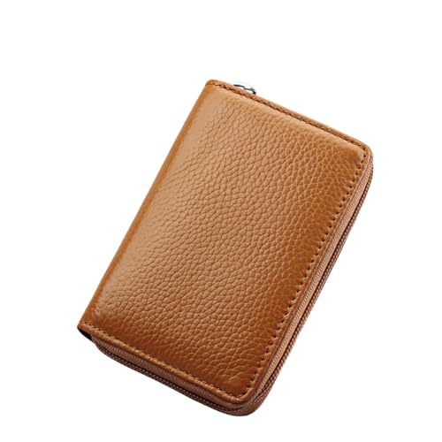 Asudaro Unisex Kartenpaket, 6cm X12 cm Kartentasche Aus Echtem Leder Kleine Kartenbox Aus Leder Mit Reißverschluss Modische Brieftasche Mit Mehreren Kartenfächern Für Bis Zu 26 Karten Brown von Asudaro