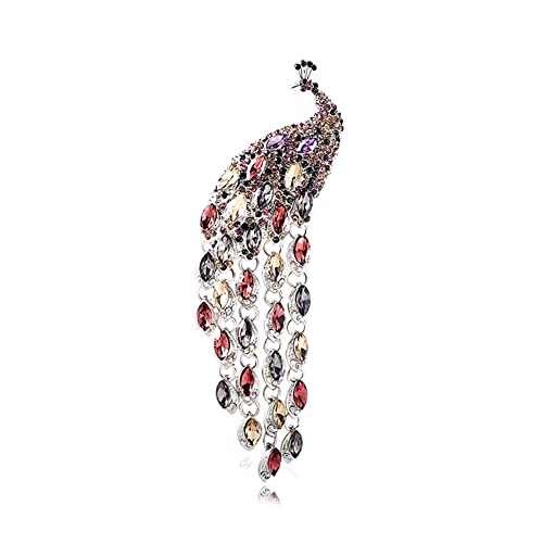 Asudaro Vintage Kristall Pfau Brosche Strass Brosche Anstecknadel Antik Tier Brust Pin Schmuck für Frauen Mädchen Geburtstag Geschenk Hochzeit Party Supplies Farbe von Asudaro
