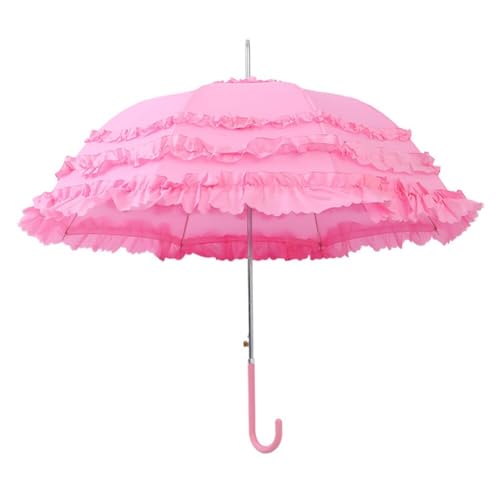 Asudaro Vintage Spitze Sonnenschirm Gothic Lolita Regenschirm Long Handle Bride Umbrella Sonnenschirm für Frauen Mädchen Sonnenschirme mit Spitze Dekoration Pfirsich von Asudaro