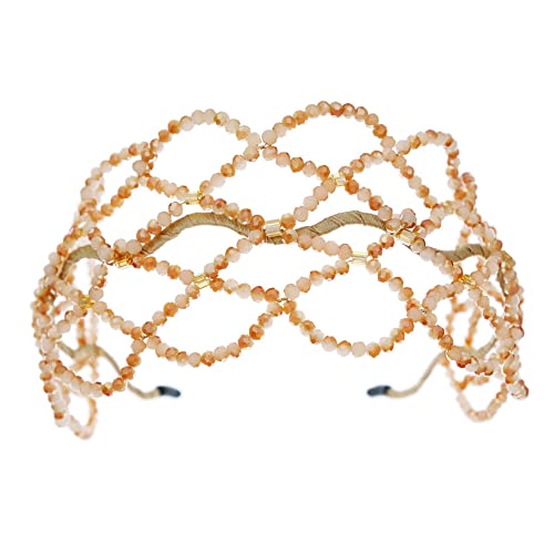 Asudaro Weibliche Hand gewebtes Haarband Breite Krempe Mesh Haarband Prinzessin Krone Braut Kopfschmuck Hochzeit Kopfbedeckung Bands Haarschmuck Krone Brautkopfschmuck Sekt von Asudaro