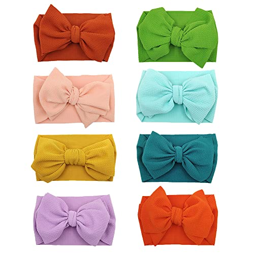 Baby Mädchen Haarband,Asudaro 8 Stück 19cmx12cm Baby Mädchen Haarbänder Weiche Schleife Turban Baby Mädchen Stirnbänder Babys Neugeborene Haarbänder Für Mädchen Kinder Schleifen Stirnbänder Typ 3 von Asudaro