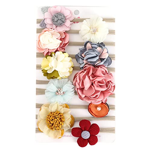 Baby Mädchen Haarband Stirnband,Asudaro 10St Babys Elastischer Haarband Kopfschmuck Kinder Haarbänder Blumen-Stirnband Headwear für Babyparty Geburtstagsfeier Shooting Requisiten Typ 1 von Asudaro