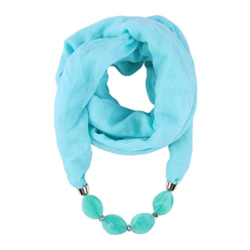 Damen Tücher Halskette Modeschmuck Anhänger Schals Sonnenschutz Jahrgang böhmischen Stil Kette Quasten Schal Halskette Halstücher Bekleidung Elegante Schal Wrap Pashminas 180 x 48CM Himmelblau von Asudaro