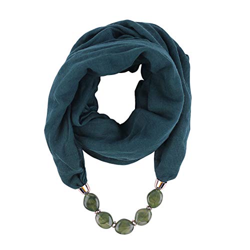 Damen Tücher Halskette Modeschmuck Anhänger Schals Sonnenschutz Jahrgang böhmischen Stil Kette Quasten Schal Halskette Halstücher Bekleidung Elegante Schal Wrap Pashminas 180 x 48CM Schwarzgrün von Asudaro