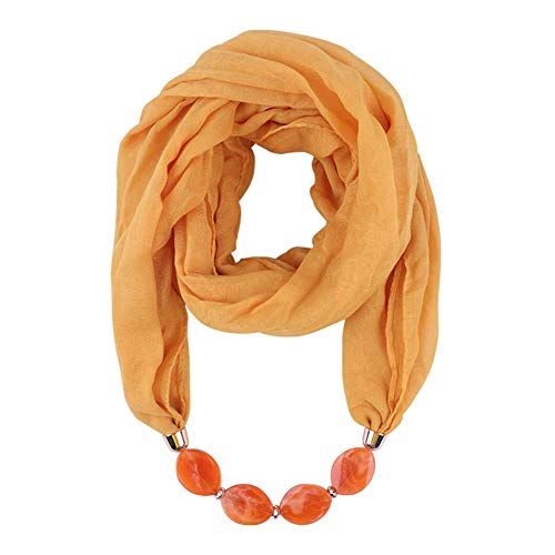 Damen Tücher Halskette Modeschmuck Anhänger Schals Sonnenschutz Jahrgang böhmischen Stil Kette Quasten Schal Halskette Halstücher Bekleidung Elegante Schal Wrap Pashminas 180 x 48CM dunkelgelb von Asudaro