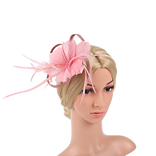 Fascinator Damen, Asudaro Feder Mesh Tea Party Stirnband Karneval Haarspangen Elegant Blume Haarclip Fasching Haarklammer Haarreif Kopfschmuck Für Cocktail Tea Party Pfirsich von Asudaro