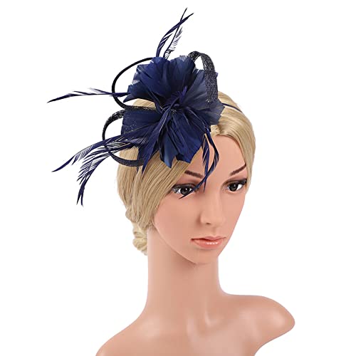 Fascinator Damen, Asudaro Feder Mesh Tea Party Stirnband Karneval Haarspangen Elegant Blume Haarclip Fasching Haarklammer Haarreif Kopfschmuck Für Cocktail Tea Party lila+blau von Asudaro