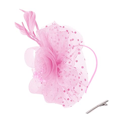 Fascinators Hut für Frauen,Asudaro 1920er Fascinator Kopfschmuck für Damen, Feder Flauschige Blume Haarband Organza Haarschmuck Mesh Dekorativer Kopfschmuck mit Federn Blumen Clip Pfirsich von Asudaro