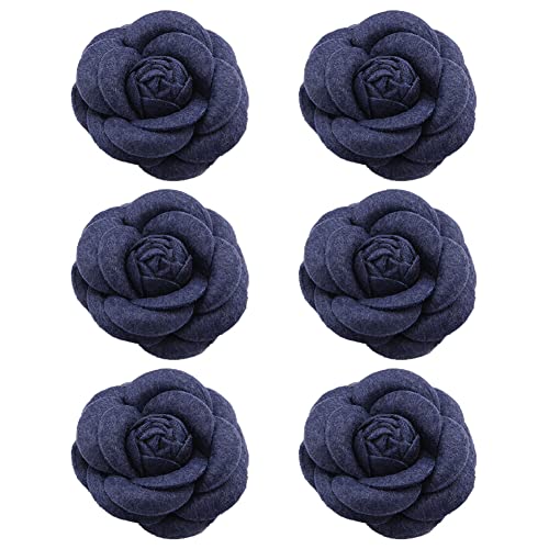 Frauen Blume Brosche, Asudaro 6Pcs Niedlich Stoff Pin Hochzeit Abzeichen Blume Brosche Kamelie Stoff Brosche Anstecknadel Brust Pin für Bluse/Jacke/Mantel/Handtasche/Dankeschön Geschenk Cyan von Asudaro