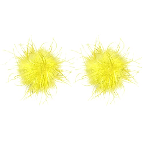 Frauen Mädchen Feder Brosche,Asudaro Vintage Natürliche Flauschige Straußenfeder Brosche Schmuck Fascinators Braut Dekor Damen Blumen Broschen Pins Brosche Anstecknadel für Festival Hochzeit Gelb 2St von Asudaro