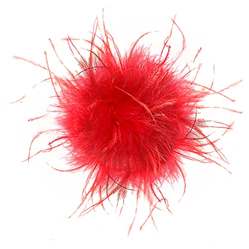 Frauen Mädchen Feder Brosche,Asudaro Vintage Natürliche Flauschige Straußenfeder Brosche Schmuck Fascinators Braut Dekor Damen Blumen Broschen Pins Brosche Anstecknadel für Festival Hochzeit Rot von Asudaro