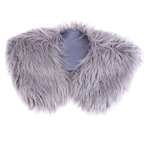 Frauen Wikinger Kunstpelz Schal und Wrap Pelz Stola Wikingerkönigin Umhang mit Kunstfell Winterwarmer Schulterüberwurf Krieger Cape Umhang Mittelalter Fell Schulterüberwurf Grau von Asudaro