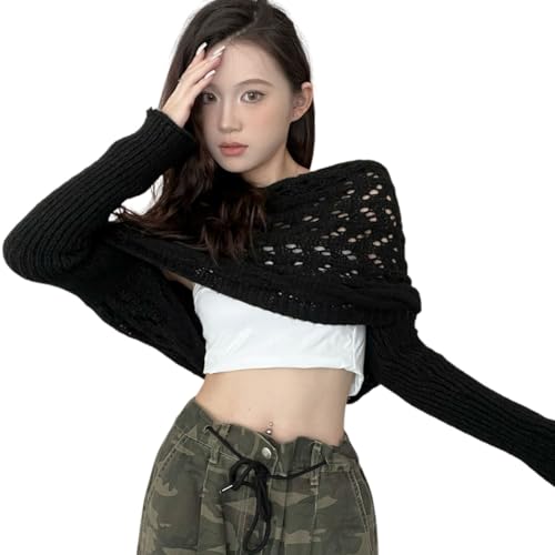 Gestrickte Schal mit Ärmeln Für Damen Multifunktionaler Gestrickter Schal Sweater Wrap Boho Pashmina Schal Umhang Pullover Schal Winterschal Halstuch Einfarbig Wrap Scarf Sleeves Shawl Cape Garnschal von Asudaro