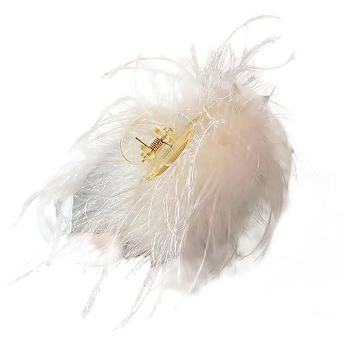 Haarspange Mit Federn Und Rüschen,Asudaro Weiß/Schwarz Damen Feder Haarspangen Elegante Damen Haarspangen Große Rutschfeste Haarspangen Für Dickes Haar Feder Haare Packen Haarspangen Weiß von Asudaro