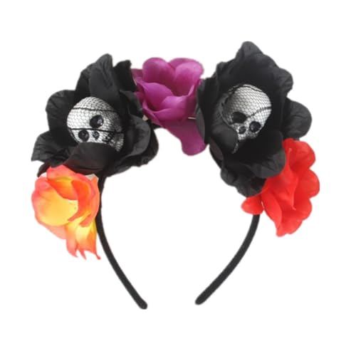 Halloween Vintage Haarband Asudaro Simulation Blumen Totenkopf Kopfschmuck Stirnband Damen Mädchen Kostüm Dekoration Kopfschmuck von Asudaro