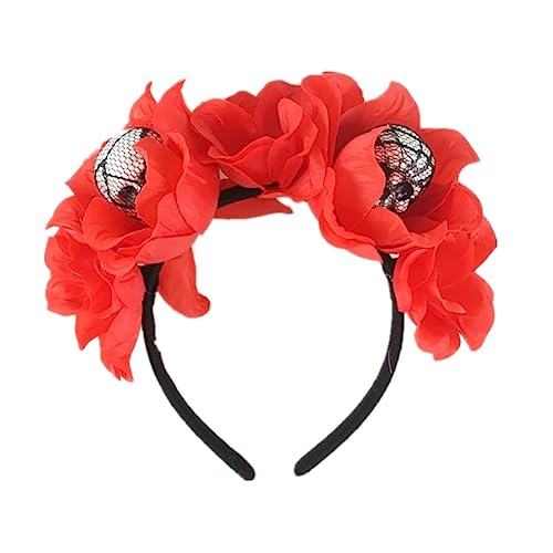 Halloween Vintage Haarband Asudaro Simulation Blumen Totenkopf Kopfschmuck Stirnband Damen Mädchen Kostüm Dekoration Kopfschmuck von Asudaro