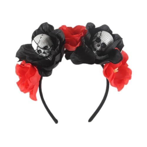 Halloween Vintage Haarband Asudaro Simulation Blumen Totenkopf Kopfschmuck Stirnband Damen Mädchen Kostüm Dekoration Kopfschmuck von Asudaro