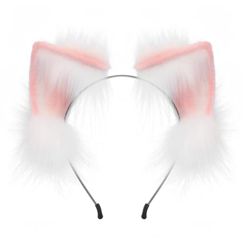 Katzen Cosplay Fuchs Katzenohren Stirnband,Asudaro Plüsch Ohren Haarreif Niedliche Katze Ohren Kopfschmuck Cosplay Tier Stirnbänder für Kind Erwachsene Halloween Weihnachten Kostüm Accessoire Rosa von Asudaro