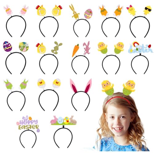 Kinder Ostern Stirnband, Asudaro 15Pcs Osterkostüm Hasenohren Stirnband Kaninchenohr Stirnband Osterei Stirnband, für Weihnachtskostüm/Cosplay/Thema Party/Haar Accessoire 15 Stück von Asudaro