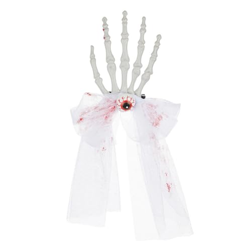 Kopfbedeckung Stirnband Asudaro Halloween Blumenkrone Schleier Stirnband Skeletthand Haarspange Kopf für Frauen Braut Leistung von Asudaro