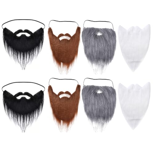 Künstliche Bärte Asudaro 8 Stück Halloween Weihnachten Ältere Schnurrhaare Bart Zwergenbart für Cosplay Party Make-Up Ball Bühnenauftritt Fotografie Requisiten von Asudaro
