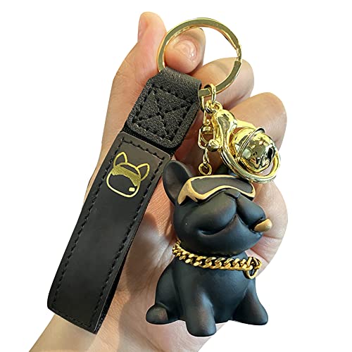 Personalisierte Bulldogge Schlüsselanhänger, Asudaro Französische Bulldogge Anhänger Harz Hund Schlüsselanhänger Kawaii Cartoon Anhänger Personalisierte Bulldogge Schlüsselanhänger Schwarz von Asudaro