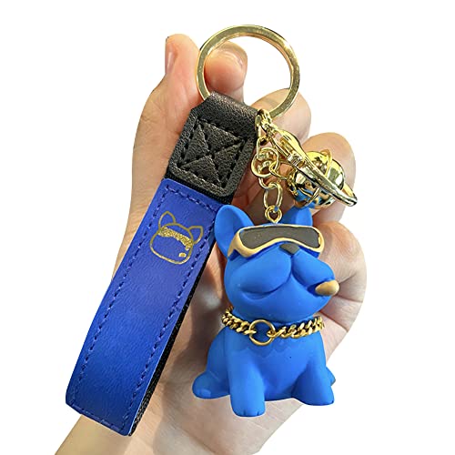 Personalisierte Bulldogge Schlüsselanhänger, Asudaro Französische Bulldogge Anhänger Harz Hund Schlüsselanhänger Kawaii Cartoon Anhänger Personalisierte Bulldogge Schlüsselanhänger blau von Asudaro