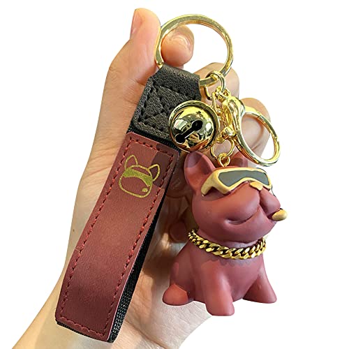 Personalisierte Bulldogge Schlüsselanhänger, Asudaro Französische Bulldogge Anhänger Harz Hund Schlüsselanhänger Kawaii Cartoon Anhänger Personalisierte Bulldogge Schlüsselanhänger rot von Asudaro