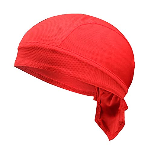 Piratenmütze Bikertuch Stirnband Hip Hop Cap aus Baumwolle Turbanhut Bandana Cap Sommermütze Kopftuch Atmungsaktive Sport Headwraps Fahrrad Kopfbedeckung Unisex Durags Hut Bikertuch Rot von Asudaro