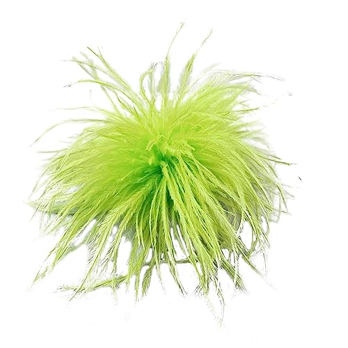 Vintage Feder Brosche,Asudaro Straußenfeder Brosche Damen Federhut Zubehör Damen Feder Brosche Mode Vintage Natürliche Flauschige Straußenfeder Brosche Für Halloween Hochzeit,D: 13 Cm–16 Cm Grün von Asudaro