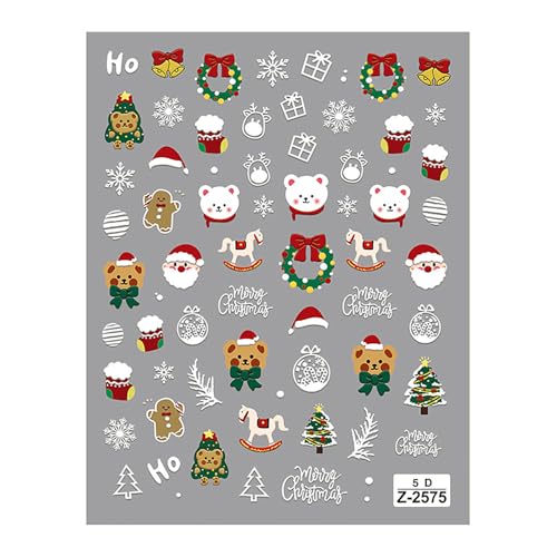 1 Blatt Festliche 5D Geprägte Glitzernde Nagelaufkleber Für Weihnachten Winter Feiertage Nagelkunst Dekoration Für Frauen Und Mädchen von Asukohu