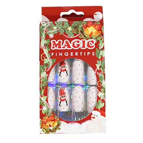 24 Stück/Set Weihnachtsnägel zum Aufdrücken, volle tragbare Kunst-Acryl-Nägel für Kinder und Frauen von Asukohu