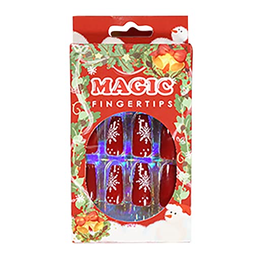 24 Stück/Set Weihnachtsnägel zum Aufdrücken, volle tragbare Kunst-Acryl-Nägel für Kinder und Frauen von Asukohu