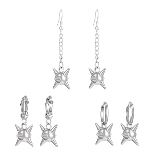 3 Paar Ohrhänger Punk Ohrringe Alternative Gothic Legierung Textur geeignet für lässige und formelle Outfits modern von Asukohu