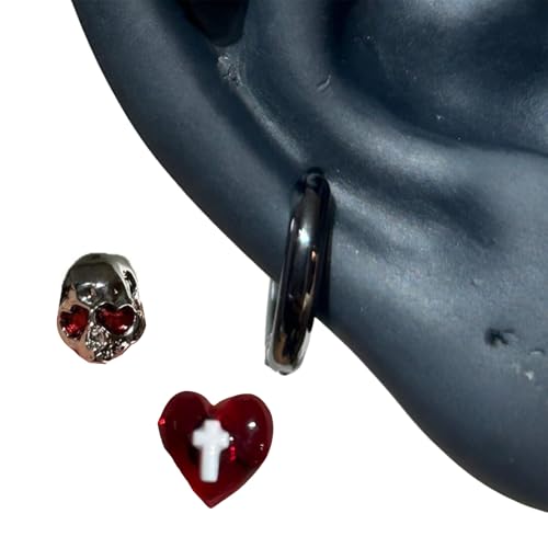 3pcs Practical Heart Crosses Ohrringe Für Modische Ohrschmuck Aus Frauen Mit Eleganten Schädel Designs Stilvolle Outfits Herzkreuzt Ohrringe von Asukohu