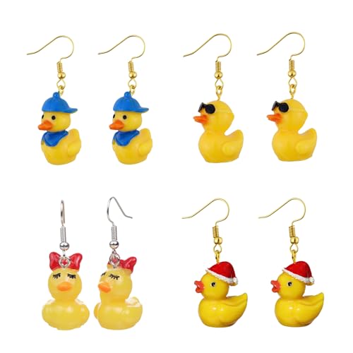 4pairs Gelbe Ente Form Ohrringe Inspirierte Ohrringe Einzigartige Ohrenbauer Vielseitige Ohrverhinderung Für Frauen Leichtes Entenschmuck von Asukohu