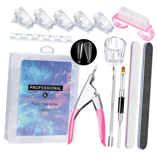 Anfängerfreundliches Nagelverlängerungs-Set mit mehreren Größen, klarer künstlicher Acryl-Malpinsel und Nagelspitzen-Clip-Design von Asukohu
