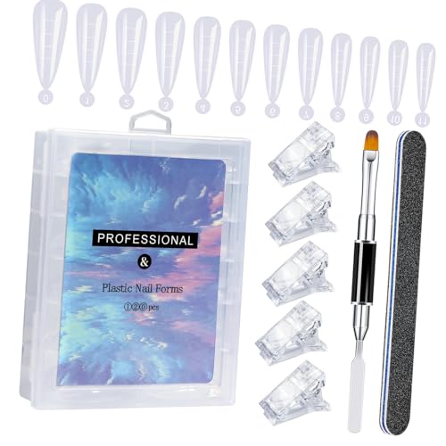 Anfängerfreundliches Nagelverlängerungs-Set mit mehreren Größen, klarer künstlicher Acryl-Malpinsel und Nagelspitzen-Clip-Design von Asukohu