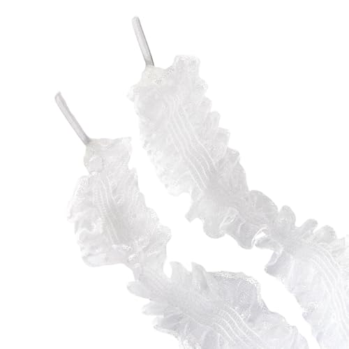 Asukohu 1 Paar Gekräuselte Spitzen Schnürsenkel Für Frauen Und Mädchen Breite Elastizitätsschuhschnürsenkel Für Turnschuhe Und Freizeitschuhe Casual Sneakers Schnürsenkel von Asukohu