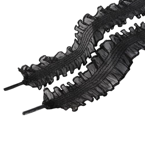 Asukohu 1 Paar Gekräuselte Spitzen Schnürsenkel Für Frauen Und Mädchen Breite Elastizitätsschuhschnürsenkel Für Turnschuhe Und Freizeitschuhe Casual Sneakers Schnürsenkel von Asukohu