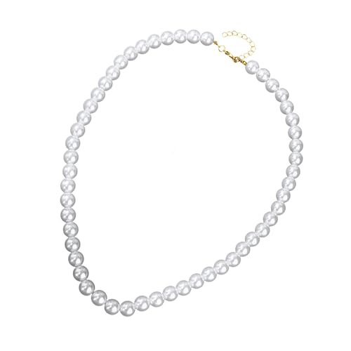 Asukohu 10 mm weiße Kunstperlen-Halskette, eleganter Schmuck für Frauen, formelle Veranstaltungen, benutzerfreundliche Materialien, leichtes Design, stabile Imitationsperlenhalskette, Einheitsgröße von Asukohu