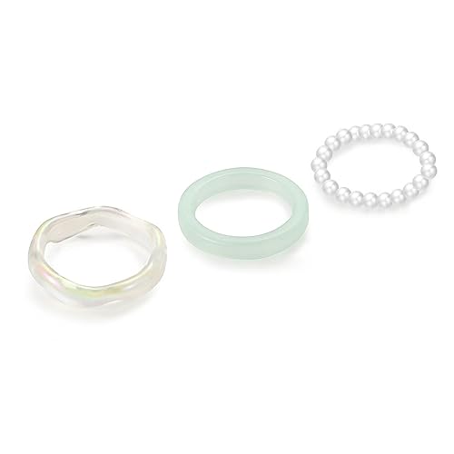 Asukohu 3 PCs Modeharzringe Minimalistische Ästhetische Trendige Fingerringe Perlen Elastische Stapelbare Einfache Party Schmuckharz Für Frauen Teen Girls Ästhetik von Asukohu