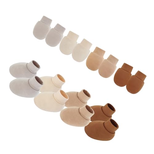 Asukohu 4 Set Neugeborene Hand Und Fußschutzbedeckungen Decken Baumwollfäuwerte Und Socken Set Anti Scratch Handschuhe Mit Fußstücken Für Atmungsbezogene Babyhandschuhe Fußabdeckungen von Asukohu